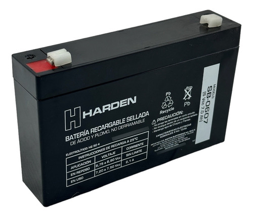 Bateria Recargable 6v 7amp Sellada Harden Sb-0607 Carritos