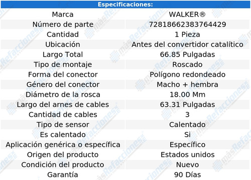 Sensor Gases Escape Antes Cc 740 L4 2.3l 89 A 92 Walker Foto 6