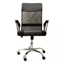 Silla Alta De Oficina Reclinable Color Negro Tela Y Mesh