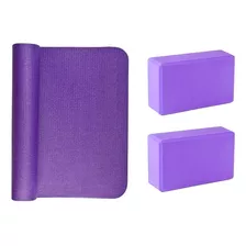 Colchoneta Mat Yoga 6 Mm + 2 Ladrillos Taco Yoga Combo Set Color Mat + Ladrillos De Color Segun Stock