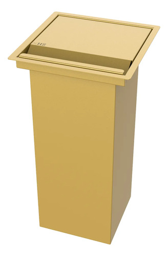 Lixeira Quadrada Dourada Embutir 7 L Para Bancada Dourado