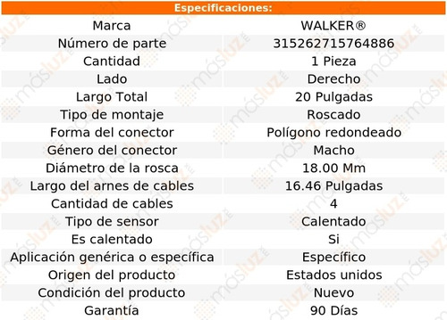 Sensor O2 Ox Der Infiniti Fx35 6 Cil 3.5l 03/06 Walker Foto 6