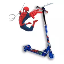 Patinete Infantil De Ferro 3 Rodas Com Luz - Homem Aranha