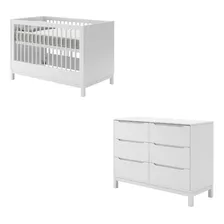 Berço Americano E Cômoda Infantil Branco Linha Cozy Quater