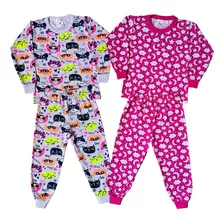 Kit C/ 2 Pijama Infantil Inverno Frio Menina Longo 202020-2