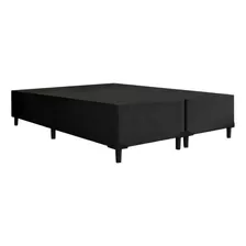 Cama Box Base Queen + Colchão Castor Molas Revoluti. Híbrido Cor Suede Preto