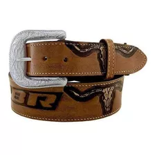 Cinto Country Couro Masculino Caramelo Pbr Longhorn Ct0198