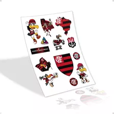 Cartela 12 Adesivos Flamengo Torcida Rubro Negra Futebol