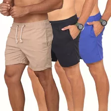 Kit 03 Bermudas Linho Masculina Linha Premium Praia Oferta