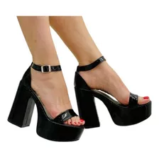 Sandalias Para Fiesta Noche Charol O Gamuza Con Plataforma