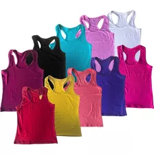 Kit Com 10 Blusinha Blusa Regata Regatinha Nadador Feminina 