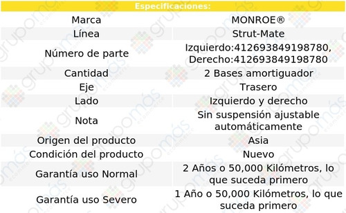 2 Bases De Amortiguadores Strut-mate Tra Nissan 300zx 90-96 Foto 3