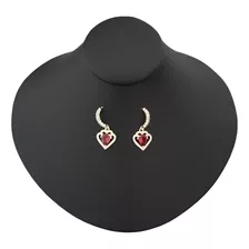 Aretes Para Mujer Zircón Color Rubí Regalo Joya Plata 925