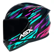 Capacete Asx Feminino City Arrow Preto Tifany Roxo Brilho