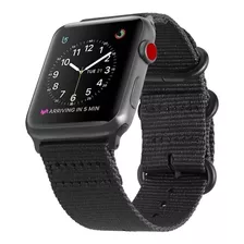 Correa Nylon Fintie Compatible Con Apple Watch 44mm Negro