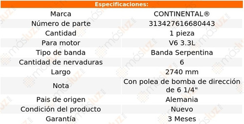 Banda 2740 Mm Acc Century Buick V6 3.3l 89/91 Continental Foto 4