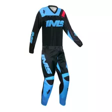 Kit Roupa Ims Malibu Preto Azul Veloterra Trilha Motocross