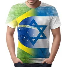 Camisa Camiseta Bandeira Israel Brasil Apoio Jerusálem Hd 1