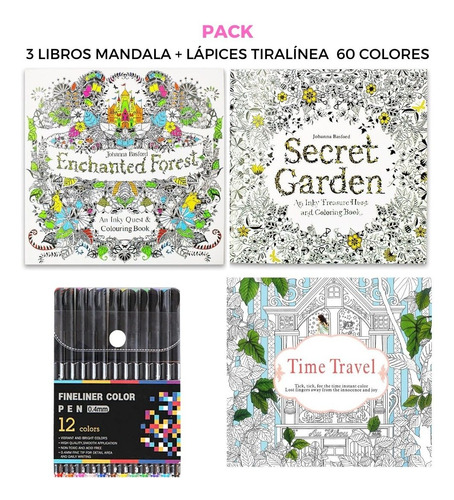 Set Mandalas Para Colorear + Lápices Tiralinea 12 Colores