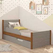 Cama Bibox Solteiro Mdf Cama Auxiliar Quarto Cinza Marrom