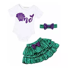 Conjunto De Traje De Sirenita Amzbarley Para Niñas Primer Cu