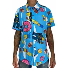 Camisa De Botão Simpsons Rosquinha