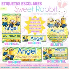 Kit Imprimible Etiquetas Escolares Editables Minions+tablas