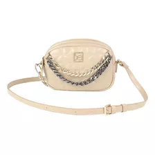 Bolsa Crossbody Cloe Para Mujer Cadenas Monograma Bordado Color Marrón Claro