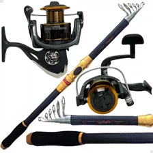 Kit De Pesca Vara Carbono Leve 3,6m 40 Lbs E Molinete 6000