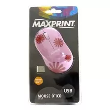 Mouse Óptico Maxprint Usb Rosa Florido 