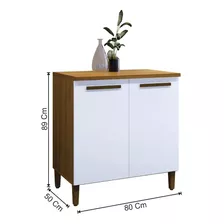 Balcão Armário Gabinete 02 Portas Cozinha Móvel Multiuso Cor Freijó/branco