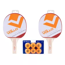 Kit Ping Pong Tênis De Mesa Vollo 2 Raquetes + 6 Bolas