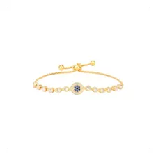 Pulsera Fina Ojo Turco Mujer En Plata Y Oro Circonia Nice