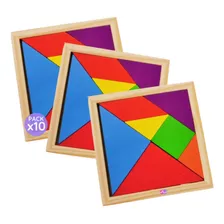 Pack X10 Tangram De Madera Didáctico Souvenir