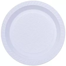 200 Prato Refeição Descartável 21cm Plástico Branco Pratos