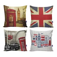 Kit Com 4 Capas Para Almofadas Decorativas De Sofá Londres