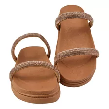 Papete Birken Sandália Flat Brilho Strass