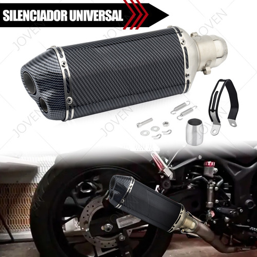 Silenciador Moto De Deportivo Doble Agujero Escape 38-51mm Foto 5
