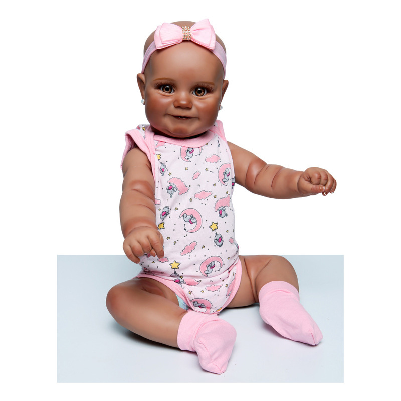 Boneca Bebê Reborn Abigail Sorrindo 48cm Corpo de Silicone Mundo Kids