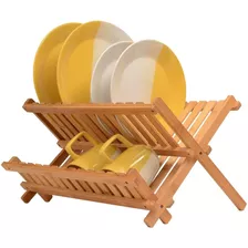 Escurridor-secado De Bamboo Compacto Y Plegable Para Vajilla