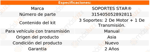 3 Sop Caja Motor P/ Nissan Sentra L4 2.0l 07/12 S. Star Foto 2