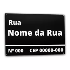 Placa Residencial Endereço Rua Número E Cep Preta Modelo Sp