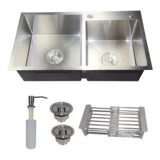 Cuba Cozinha Gourmet Dupla Aço Inox 304 Quadrada Acessórios