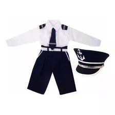 Conjunto Marinheiro Bebê + Quepe Luxo Infantil