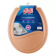 Assento Sanitário Herc Almofadado Prime De Polietileno, Poliuretano E Polipropileno Com Forma Oval Caramelo Liso