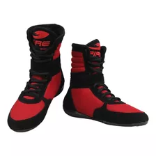 Zapatilla Negra-rojo Bota Box Boxeo Mma Luchas Fire Sports