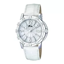 Glee L******* Cuero Blanco De Loto Mujeres Reloj De Cuarzo C