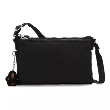 Bolsa Bandolera Kipling Mikaela Diseño Liso De Nailon Black Tonal Con Correa De Hombro Negra