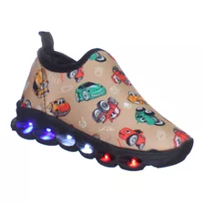 Tenis Infantil Menino Carros Com Luz Led Pisca Pisca 