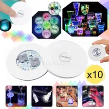 Base Adhesiva X10 Luminosa Led Eventos 6cm Vasos/botellas